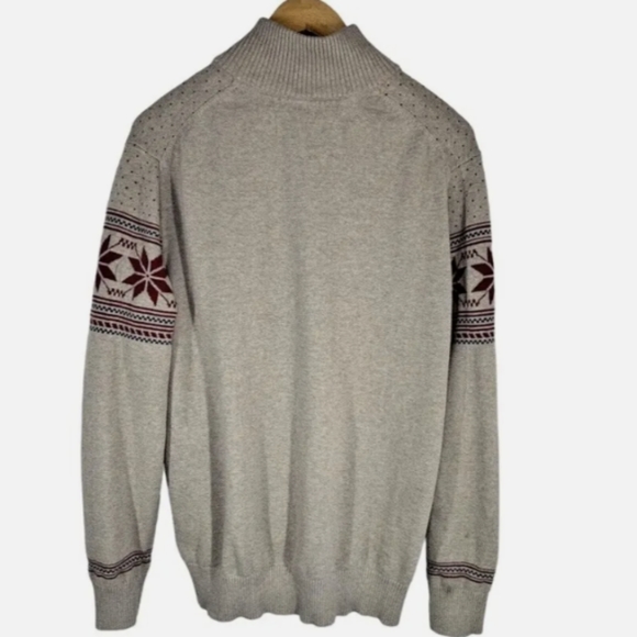 Eddie Bauer Men's 1/4 Zip Snowflake Sweater Christmas Size Large 100% Cotton - Picture 7 of 8